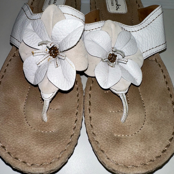 Clarks Artisan Flower Top Sandals LEATHER Clogs Mules Sandals Shoes Women SZ 11 - Picture 11 of 11